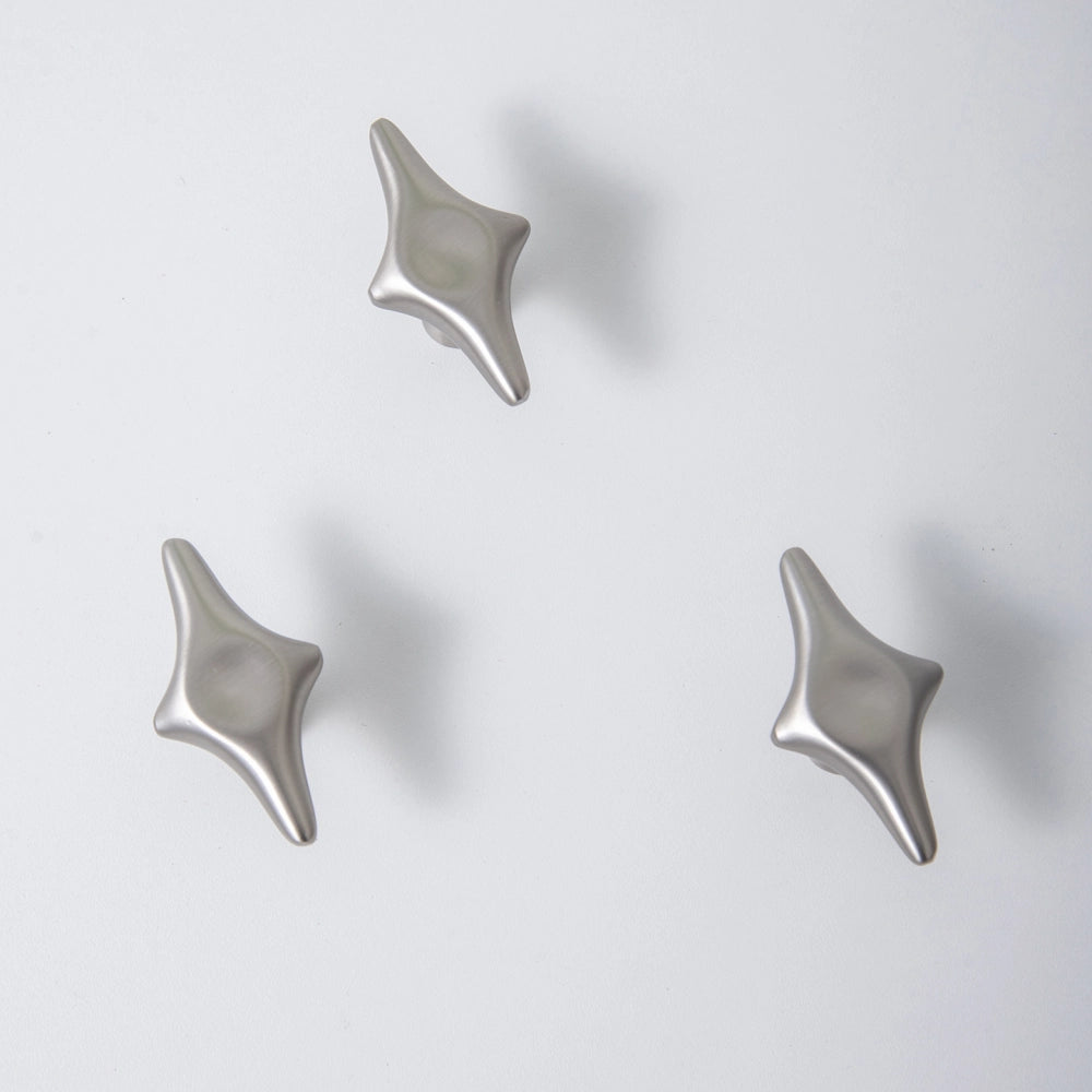 Brushed Nickel Starburst Cupboard Handles & Cabinet Knobs