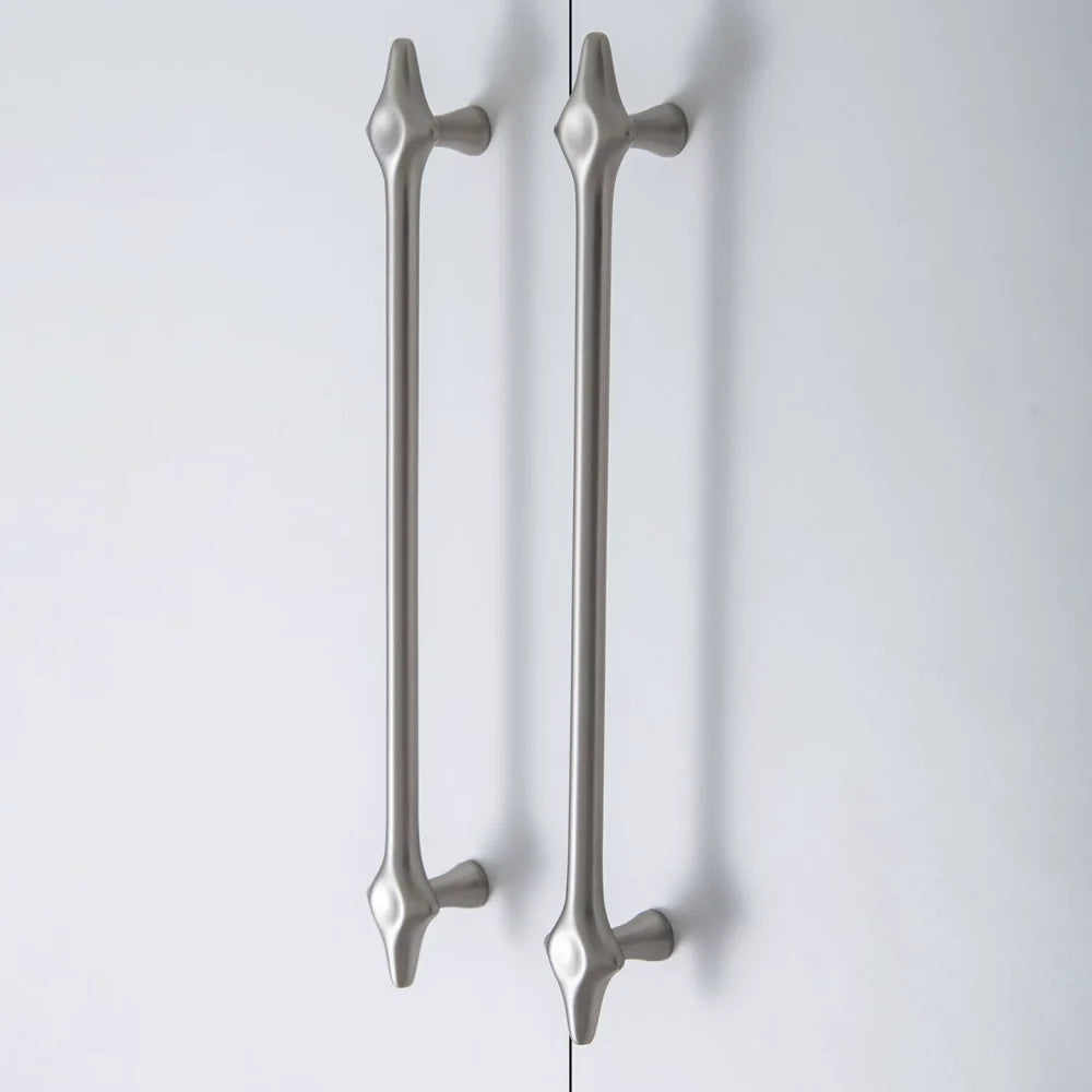 Brushed Nickel Starburst Cupboard Handles & Cabinet Knobs - 192mm