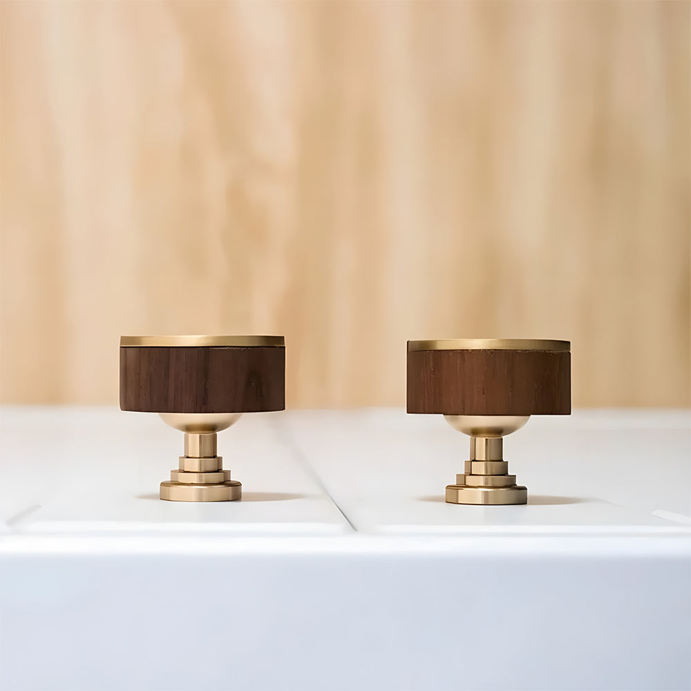 Luxury Walnut Wood Brass Cabinet Knobs