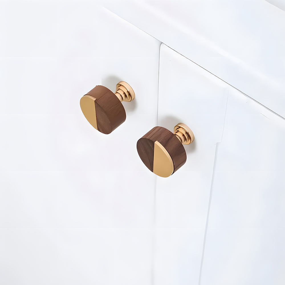 Luxury Walnut Wood Brass Cabinet Knobs